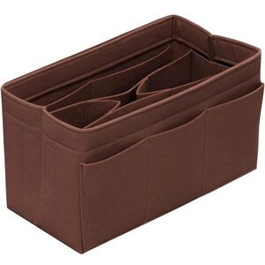 Purse Organizer Insert Felt Handbag for Tote Bag 14 Pockets Brown